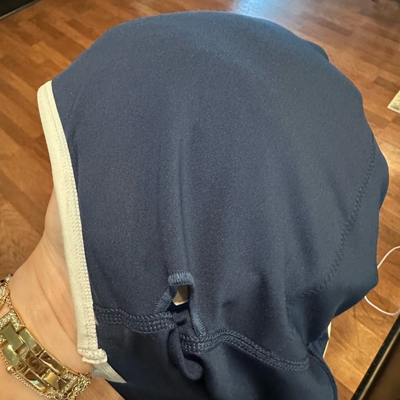 SculptLux V-neck mini dress. Navy and White. - Picture 5 of 12